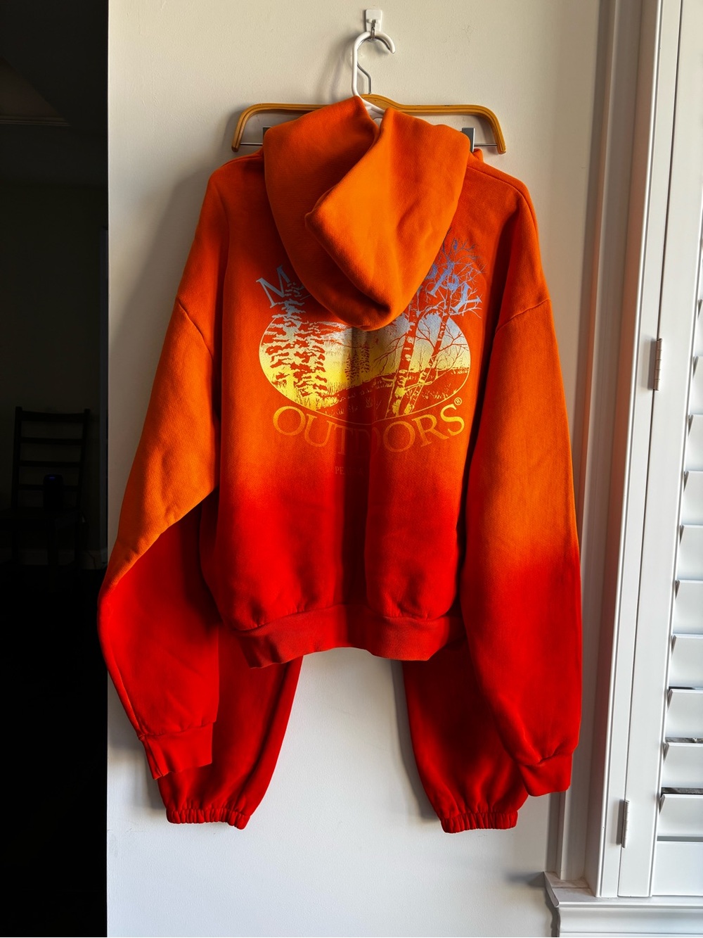 Orange ombré Hoodie & Jogger set Outdoors Graphic , size (small) , no longer man